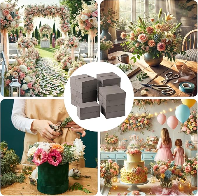 30 Pack Floral Foam Blocks for Fresh and Artificial Flowers – Grey Wet Foam for Flower Arrangements, Florist Foam for Centerpieces, Bouquets, Crafts, DIY Cutting (Grey)
