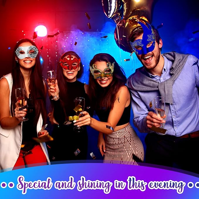Leyndo 24 Pcs Paper Mache Masks Half Face White Masquerade Mask DIY Blank Mardi Gras Halloween Cosplay Party (Stylish Style)