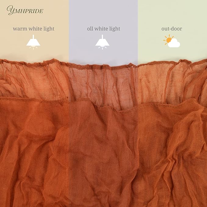 12 Pack Cheesecloth Table Runner 35 x 72 inch Long Boho Cheese Cloth Table Runner Semi Sheer Gauze Table Runner for Wedding Decor, Bridal Shower, Birthday Party (Terracotta)
