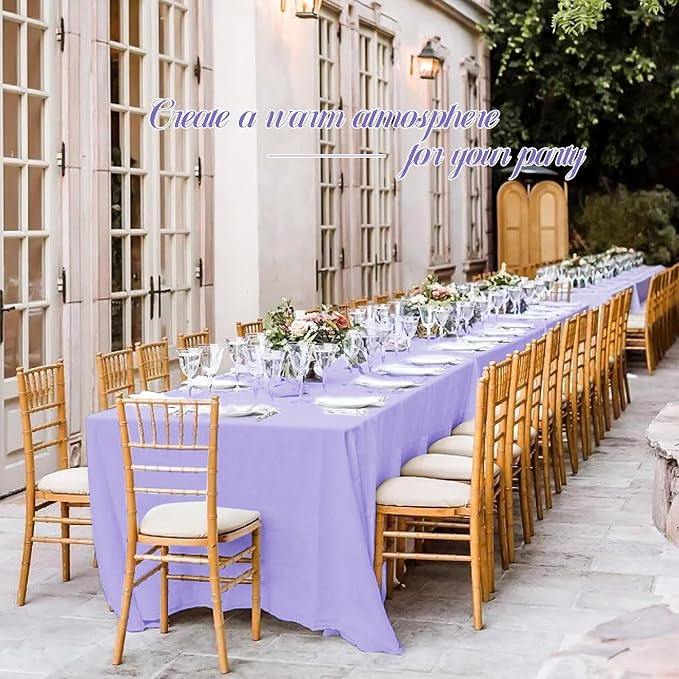 12 Pack Lavender Tablecloths for Rectangle Tables 60 x 102 Inch Polyester Tablecloth 6 Foot Rectangle Table Cloth Wrinkle Resistant Washable Fabric Table Cover for Party Wedding Banquet Events