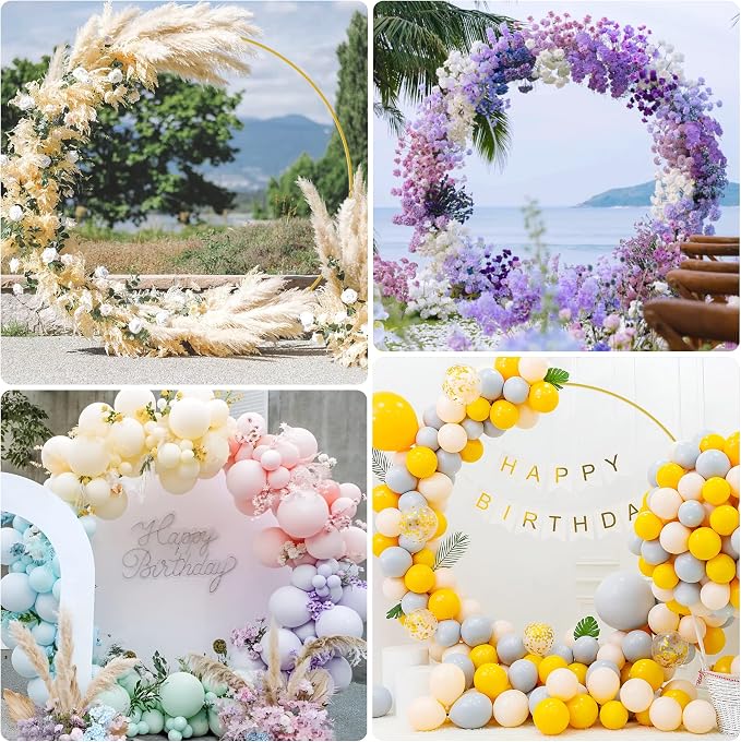 Wokceer Round Backdrop Stand 6.6FT Circle Balloon Arch Frame Circle Backdrop Stand Gold Round Arch for Wedding Birthday Party Bridal Shower Anniversary Event Ceremony Decoration