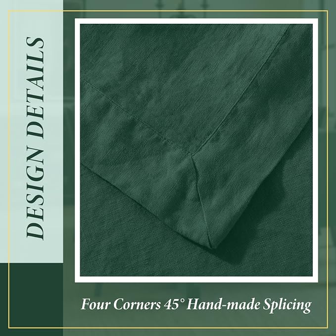 Linen World Linen Tablecloth,100% French Linen Green Tablecloth 108" x 60" Inch,Washable Rectangular Tablecloth for Dining,Outdoor,Weddings and Restaurants,Decorative Thanksgiving Christmas