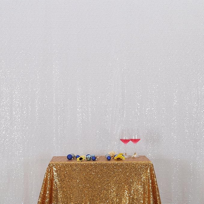 Poise3EHome 4FT x 7FT White Sequin Photography Backdrop Curtain for Party Decoration, White