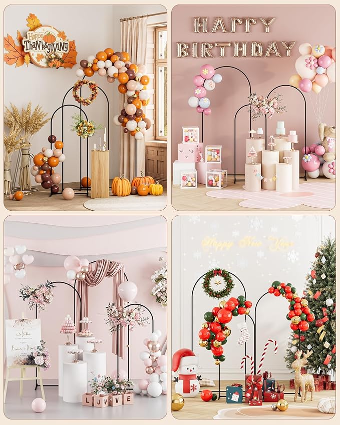 Wedding Arch, Metal Arch Backdrop Stand, Balloon Arch Stand Wedding Frame for Ceremony Decoration (Black, 6FT, 5FT, 4FT Arch Backdrop)
