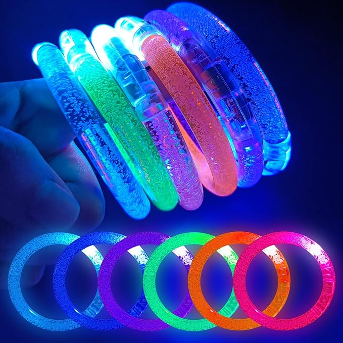 60 Pcs Glow In The Dark Bracelets, 6 Colors LED Bracelets Bulk for Adults, Glow Neon Party Supplies for Carnival Halloween Christmas Birthday Wedding