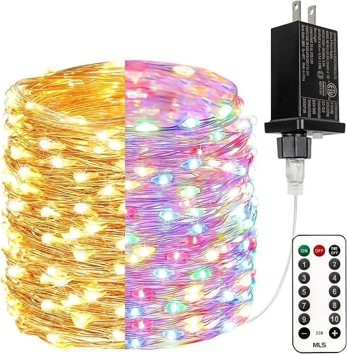 Warm White ⇋ Multicolor 66Ft 200LED Christmas Fairy Lights Plug in with Remote, Waterproof String Lights Outdoor Indoor 10 Modes with Timer, Twinkle Lights for Girl's Room Garden Christmas Decorations
