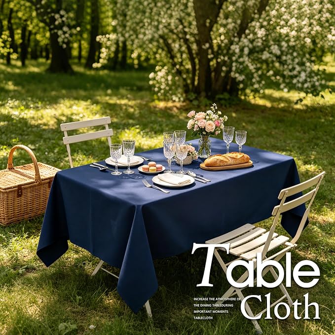WIGENIUS 2 Pack Blue Table Cloth Rectangle Tablecloths 70X120 Inch,Polyester Table Cloth for 8 Foot Rectangle Tables,Wrinkle Resistant Washable Fabric Table Covers for Party,Wedding Banquet