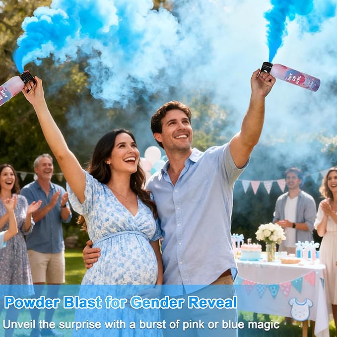 2 Pack Gender Reveal Smoke Bombs – Blue Color Blasters Powder Spray for Baby Boy Shower Parties, Weddings Decorations, Outdoor Celebrations – Long-Lasting Vibrant Smoke for Photos & Videos
