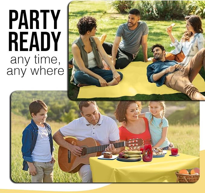 Party Solids 66% Thicker Premium Light Yellow Plastic Table Cover Roll 40" X 300' Table Cloth Plastic Cover Roll Quality Thick Banquet Rolls Disposable Tablecloth Rolls Strong American Based Company