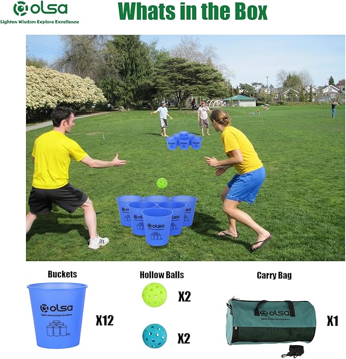 Olsa Giant Yard Pong Outdoor Games, Classic Toss Games for Beach Camping Lawn Backyard Party, Indoor Outdoor Game for Adults (Blue Glow in Dark)