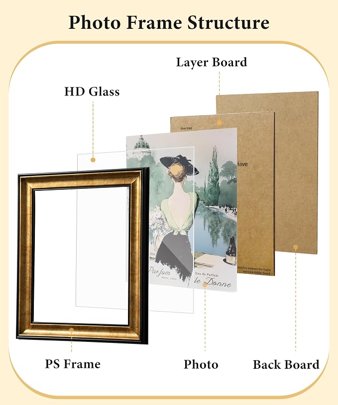 Afuly 11x14 Picture Frame Set of 2 Black Gold Photo Frame Vintage Elegant Frames Antique Distressed Retro Unique Home Decor Wall Hanging Tabletop Artwork Anniversary Birthday for Family Friends