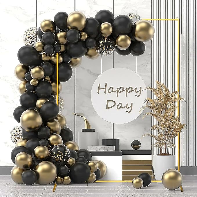 Metal Wedding Arch Backdrop Stand 6.6x5 FT Gold Square Balloon Arch Frame for Wedding, Birthday Party, Baby Shower Ceremony Decoration