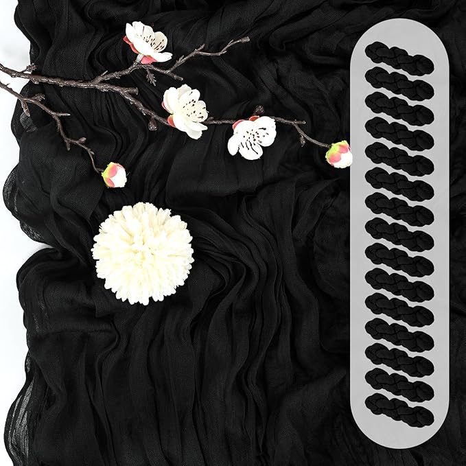 15 Pack Black Cheesecloth Table Runner 17 x 108 Inch Fall Thanksgiving Boho Rustic Farmhouse Gauze Cheese Cloth Runner for Wedding Party Baby Shower Home Decor Holiday Decorations