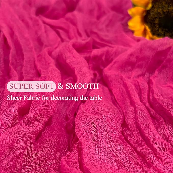 12Pack Hot Pink Table Runner 10Ft Cheesecloth Table Runner Boho Gauze Table Runners Long Cheese Cloth Table Runners for Wedding Party Bridal Shower Thanksgiving Christmas