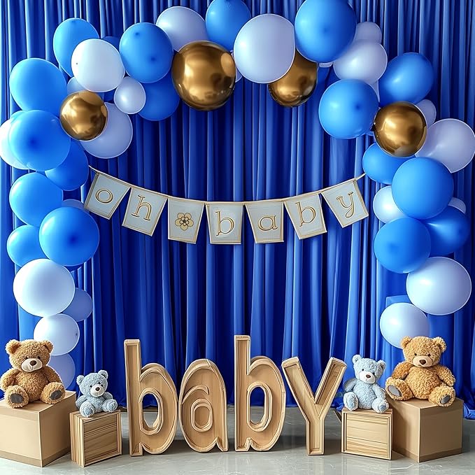 10x10FT Wrinkle Free Royal Blue Backdrop Curtains for Parties Blue Curtain Backdrop for Baby Shower Soft Backdrop Drapes for Birthday Party Photography Stage Background Home Decor 5ft x 10ft, 2 Panels
