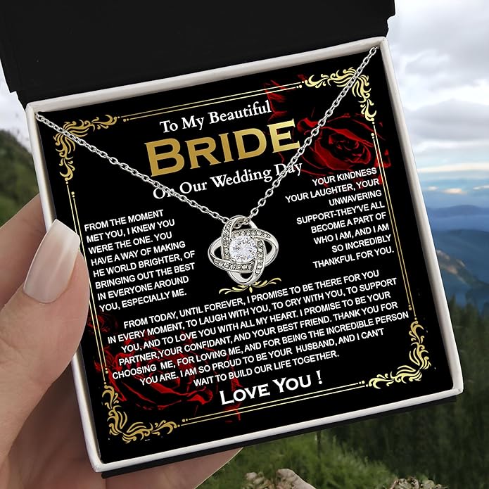 Groom To Bride Necklaces, Groom To Bride Necklace Gifts With Message Card, Groom To Bride Necklace For Wedding Day, To My Bride Necklace, Bridal Shower Necklace Gifts For Bride To Be