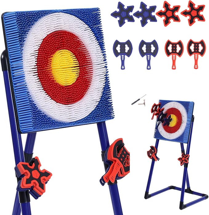 Stiatu Axe Throwing Game for Backyard,Portable Bristle Target Set with 4 Axes & 4 Darts,Axe Throwing Game Indoor Outdoor Game for Adults & Kids, Carnival Yard Games Family Party