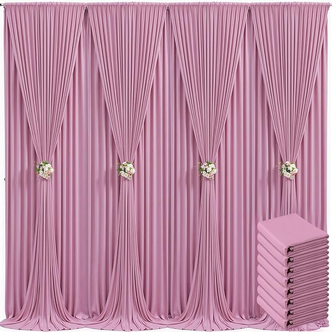 40ft x 10ft Dusty Pink Backdrop Curtain for Parties Rose Wrinkle Free Backdrop Drapes Panels for Baby Shower Birthday Party Wedding Photo Photography Polyester Fabric Background Decoration