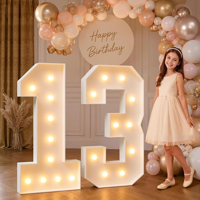 imprsv 4FT Marquee Numbers 13,DIY Light Up Numbers for 13th Birthday Decorations, Party Decorations,Anniversary Party Decor,Mosaic Number for Balloons Number 13,Pre-Cut Foam Board Kit