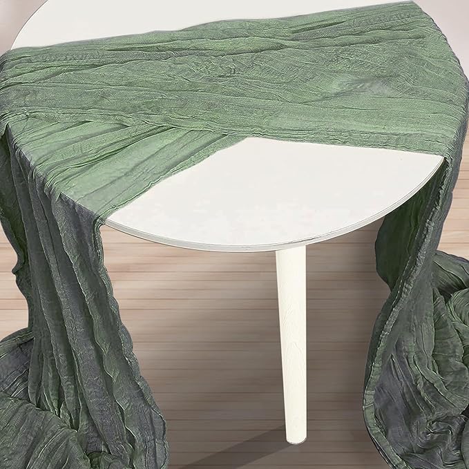 12 Pack Sage Green Cheesecloth Table Runner 35x120 Inch 10Ft Rustic Gauze Cheese Cloth Table Runner Sheer Cheesecloth Table Runners for Wedding Party Bridal Shower Decoration