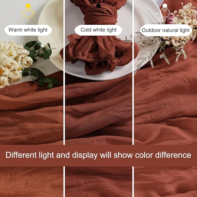 LZY 60 Pack Gauze Cheesecloth Napkins 20x20 Inch Dinner Cloth Napkins, Soft Boho Table Napkins Rustic Wrinkled Cheese Cloth Napkins Bulk for Wedding Party Baby Shower Event Decor (Terracotta)