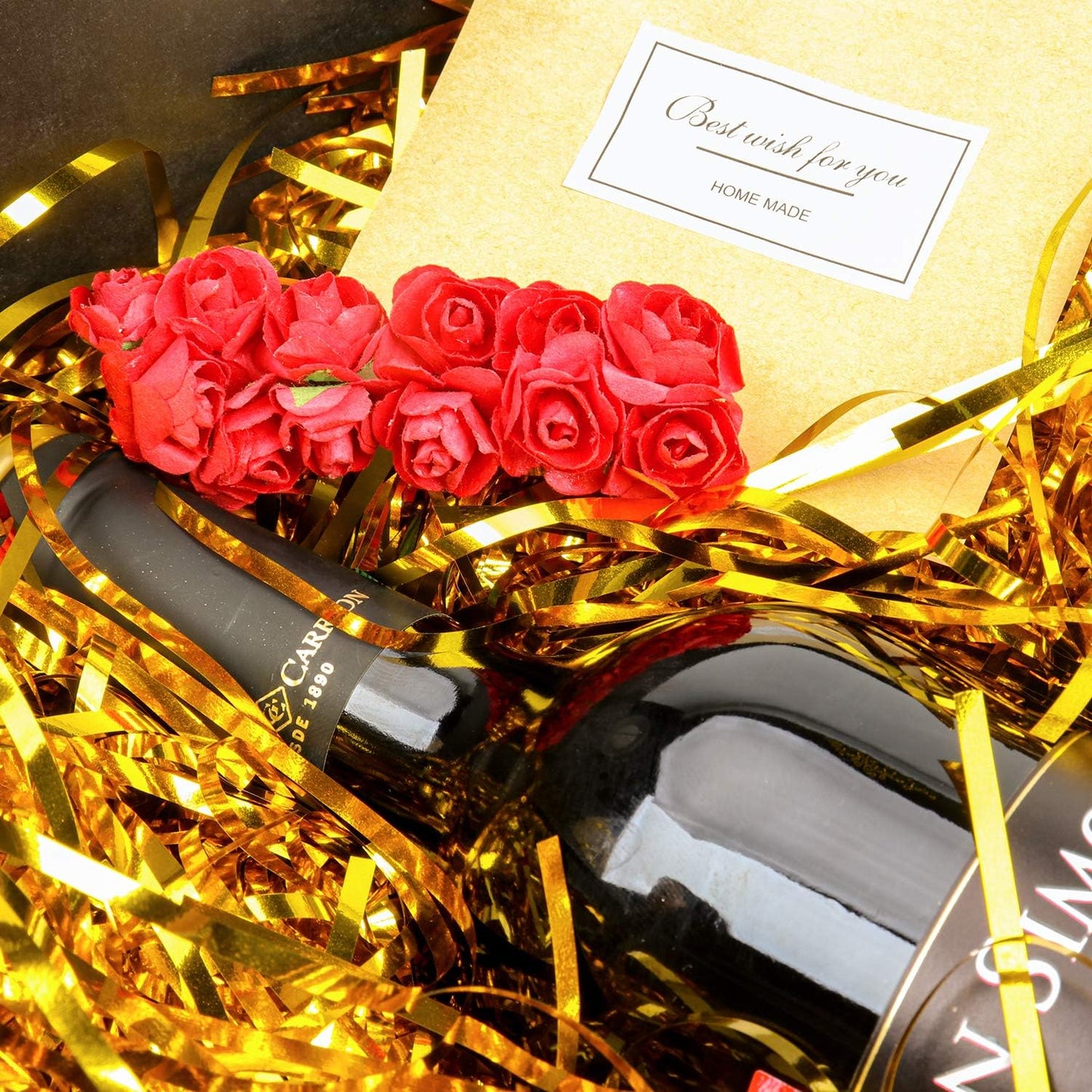 Zwish 150 Gram Sparkly Iridescent Film PP Hamper Shreds & Strands Shredded Crinkle Confetti for Gift Wrapping & Basket Filling & Gift Box filler Easter Basket Box filler-Gold