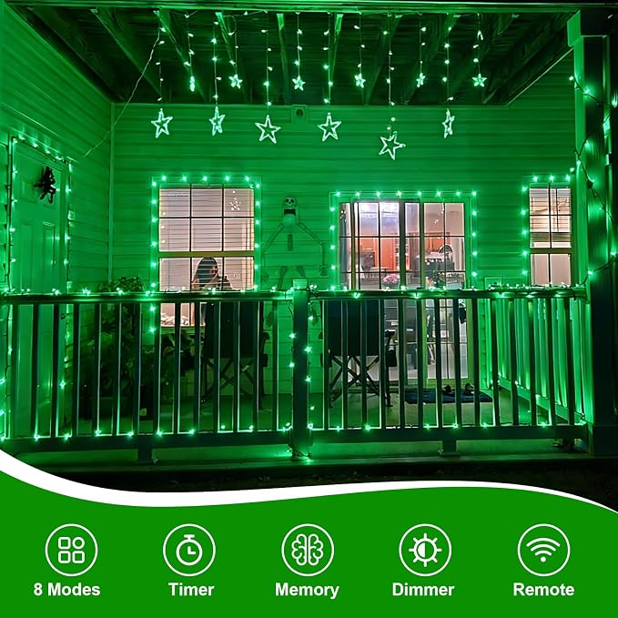 QITONG String Lights Battery Operated, 2 Pack Each 33ft 100 LED Green Halloween Lights Outdoor Waterproof, 8 Modes Clear Wire Christmas Twinkle Fairy Lights Indoor with Remote