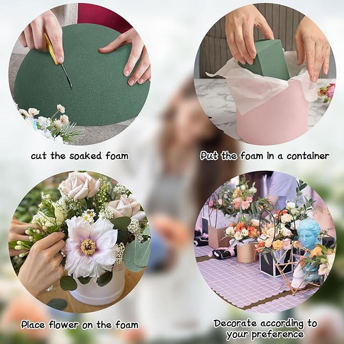 LOKIPA Floral Foam Round, 4 Pack Floral Dry Foam Half Ball Round Flower Foam for Artificial Plant Floral Arrangement and Wedding and Garden Decorations(7.48x3.74inch)