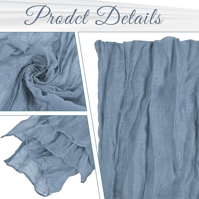 60 Pack Gauze Cheesecloth Napkins 20 x 20 Inch Wrinkled Dinner Napkins Rustic Boho Table Napkins Decorative for Weddings Parties Event Family Dinner Table Decoration (Dusty Blue)