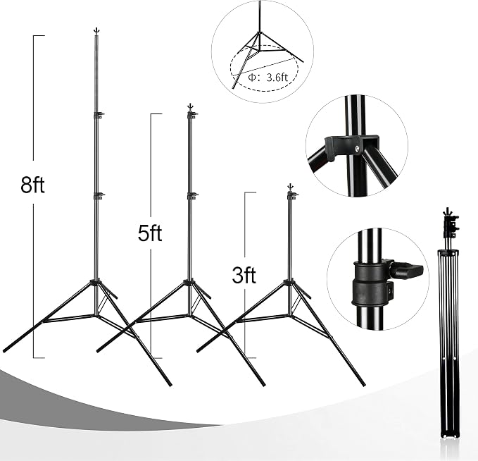 EMART Photography Backdrop Stand, 8 x 8 ft Adjustable Photo Background Holder, Back Drop Banner Support Frame Kit for Photoshoot Video Studio, Birthday Party