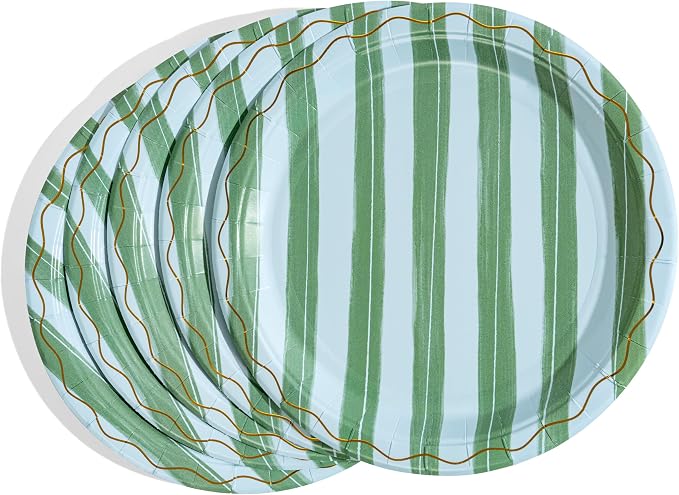 Birthday Party Celebration, Stylish Tableware Set for 8 Guests – Blue/Green