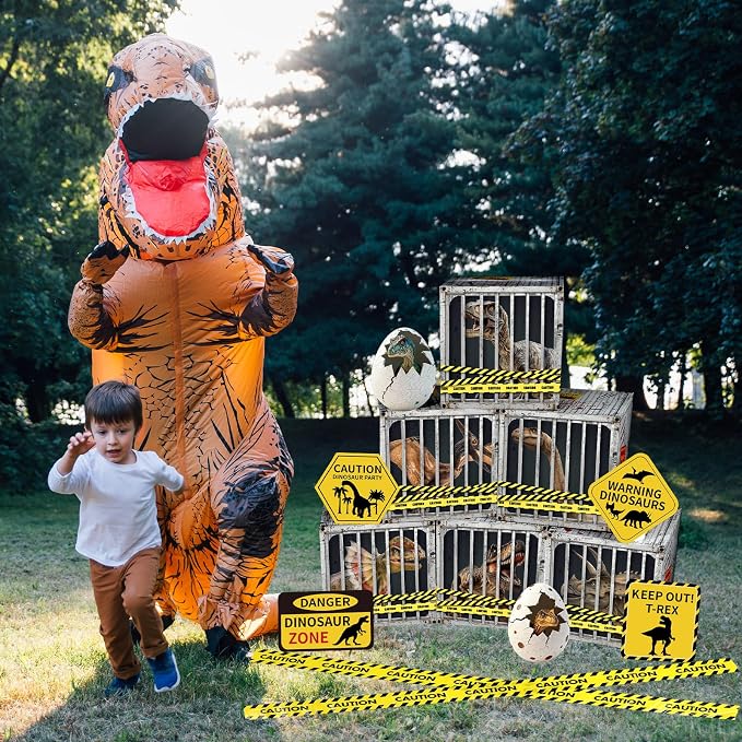 party greeting Dinosaur Birthday Party Decoration Dino Theme Party Boxes Decor Dinosaur Party Favor Boxes Yellow Caution Tape Photo Booth Props for Dino Birthday Baby Shower Wild Animal Party Supplies