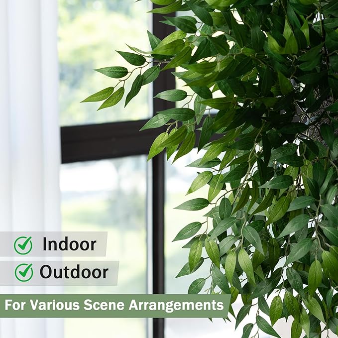 mizii 36pcs Italian Ruscus Artificial Greenery Stems Silk Green Leaves 20in Fake Spray Plants Stem Garland Greenery Decoration for Centerpieces Wedding Arch Flower Bouquet Table Room Wall Decor (36)