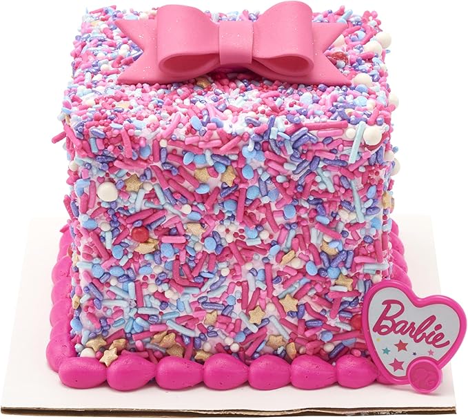 DecoPac Barbie Be The Future Rings, Pink Heart Shaped Cupcake Decorations Featuring Barbie and her Friends For Birthday Party And Celebrations - 24 Pack