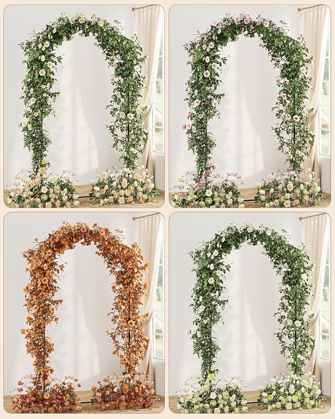 Wedding Arch, Metal Arch Backdrop Stand, Balloon Arch Stand Wedding Frame for Ceremony Decoration (Black, 7.2FT, 6FT Arch Backdrop)