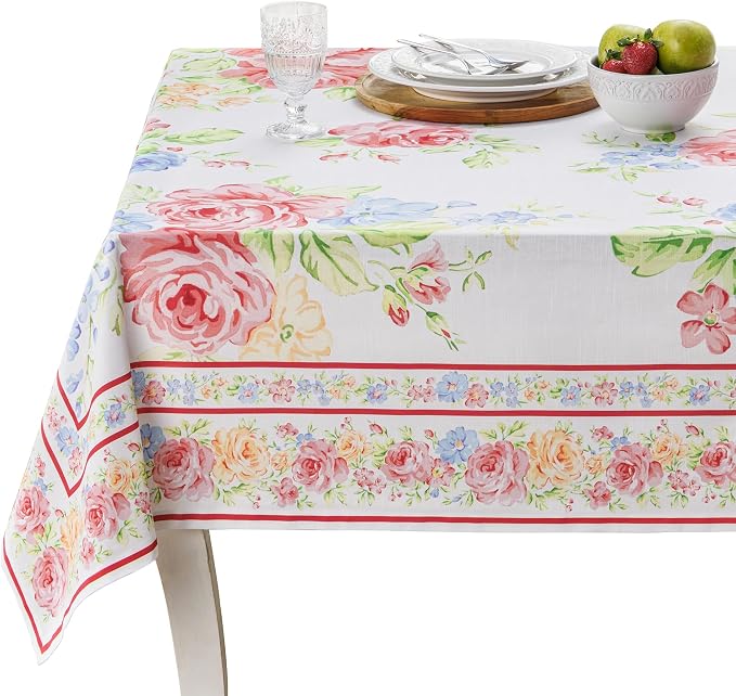 Maison d' Hermine Table Cloth Rectangle Table 100% Cotton 60 x 120 Inches Tablecloth Reusable Decorative for Dining Kitchen Room Farmhouse Party Home Hotel Restaurant Spring Summer - Vintage Floral