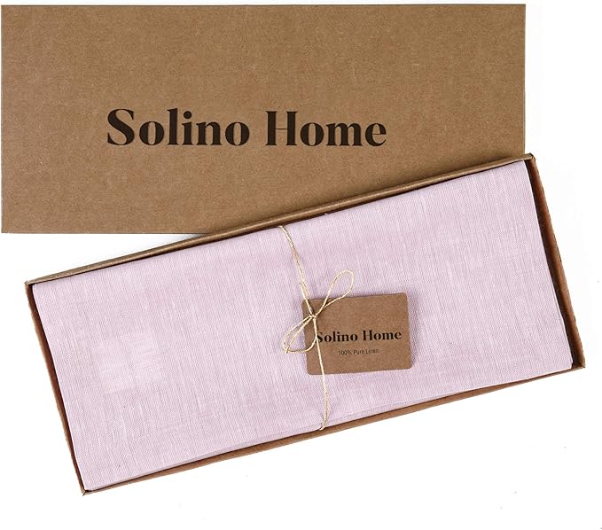 Solino Home Linen Short Table Runner 48 Inches - Athena, 100% Pure Linen Bubblegum Pink Table Runner 14 x 48 Inch Ideal for Dresser and Coffee Tables - Mothers Day, Spring, Summer