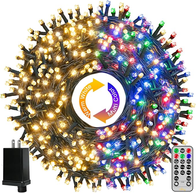 Ollny Christmas Lights, 210FT 640LED Color Changing Christmas Tree Lights with 11 Modes Remote Control, Outdoor Christmas Lights for Outside Indoor Patio Weddings Xmas Decorations