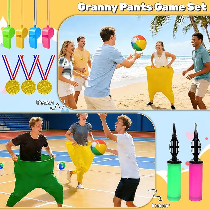 Granny Pants Yard Game Set, Granny Pants Party Outdoor Game with Bouncy Balls and Pump, Outdoor Tossing Games for Adults,Family Reunion Backyard Field Games Set