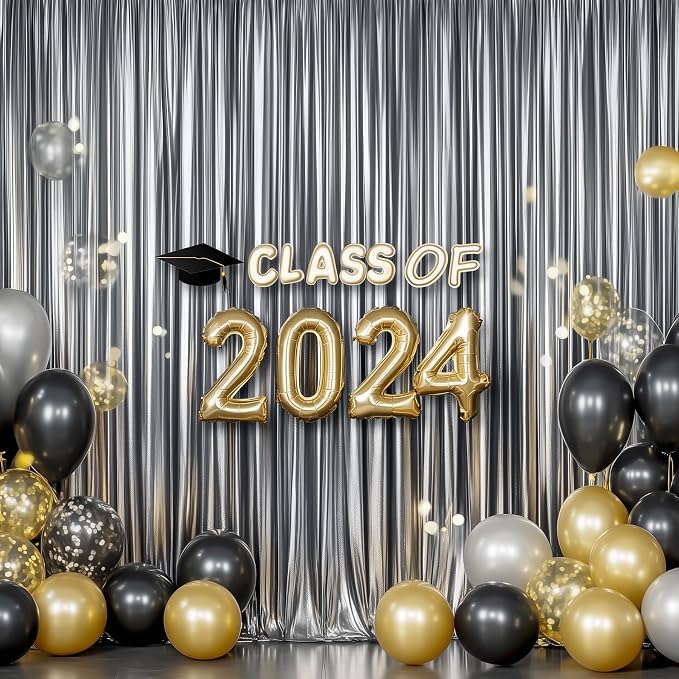 Outpain Thick 20 ft x 10 ft Black Silver Sequin Backdrop Curtain for Parties, Wrinkle Free Glitter Photo Backdrop Drapes 4 Panels 5x10ft Black Silver Back Drop Cloth for Wedding Photography Background