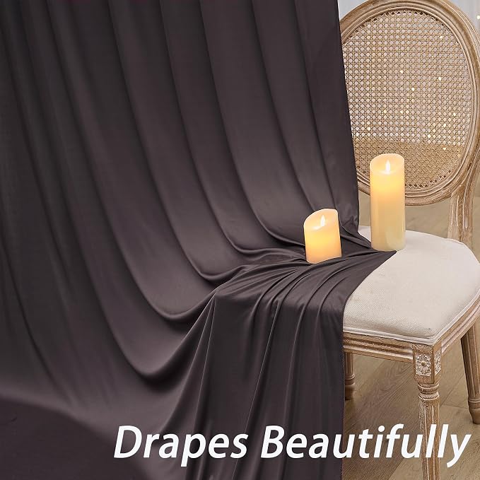 50ftx12ft Wrinkle Free Brown Backdrop Curtain,10 Panels 12FT Height Wedding Backdrop Drapes,Silky Polyester Back Drop Cloth for Birthday Photography Background Party Backdrop Draping