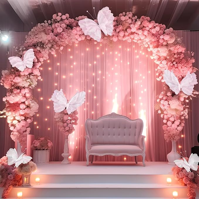 Geelin 6 Pcs Large White Butterfly Decorations Mariposas Grandes para Decoracion Big Butterfly Party Decor 20 Inch 12 Inch 3D Silk Butterflies for Baby Shower Women Birthday Party Wedding Decor