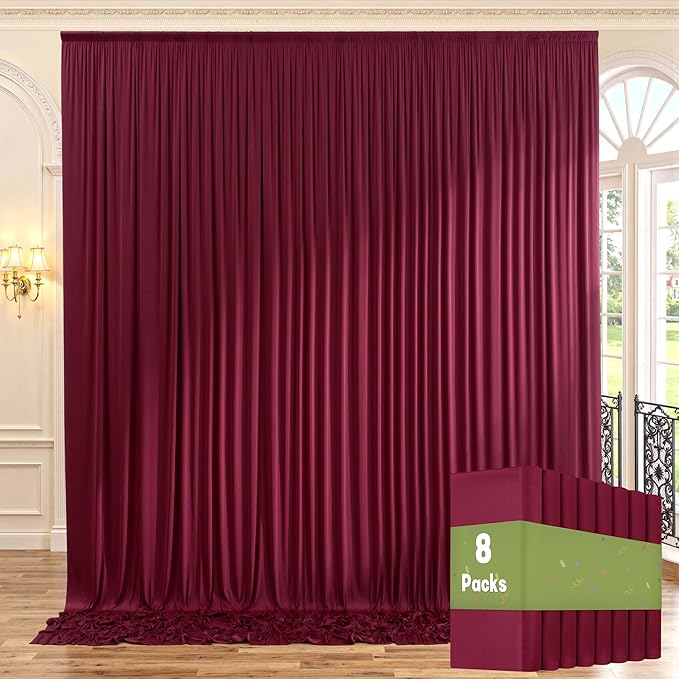 40ftx10ft Wrinkle Free Maroon Backdrop Curtains for Parties, Thick Fabric Burgundy Photo Backdrop Drapes 8 Panels 5x10ft for Weddings Birthday Photography Background Curtains