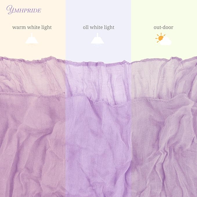12 Pack Cheesecloth Table Runner 35 x 120 inch Long Boho Cheese Cloth Gauze Table Runners Semi Sheer Table Runner for Wedding Decor, Bridal Shower, Birthday Party (Lavender)