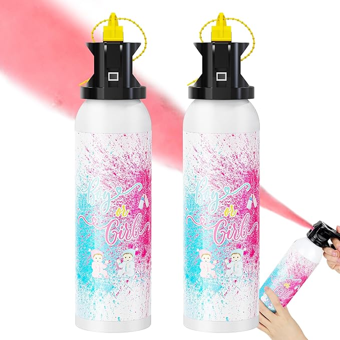 Large Gender Reveal Fire Extinguisher: 2 Packs Gender Reveal Ideas Only for Baby Girl with 100% Biodegragable for Gender Reveal Decorations - 20+ Feet (Pink)