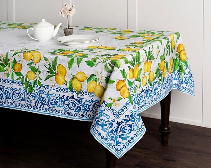 Maison d' Hermine Table Cloth Rectangle Table 100% Cotton 70 x 120 Inches Tablecloth Reusable Decorative for Dining Kitchen Room Farmhouse Party Home Hotel Restaurant Spring Summer - Cedrat