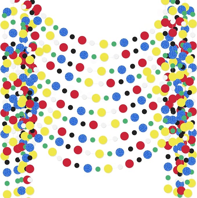 Outus 10 Pieces Colorful Circle Garland Banner Hanging Paper Dot Decorations for Classroom, Birthday Party, Baby Shower, Wedding Backdrop & Photo Booth Graduation Decor (Classic Color)