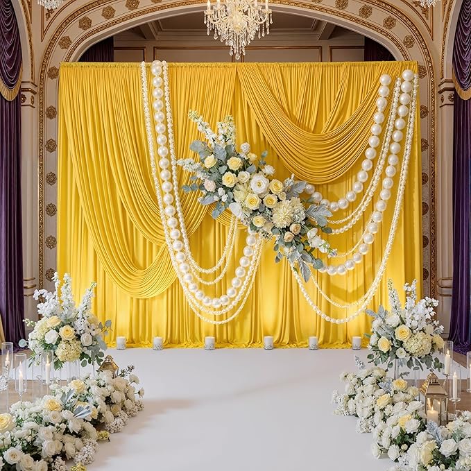 30ft x 10ft Wrinkle Free Yellow Backdrop Curtains for Parties, Thick Polyester Lemon Backdrop Drapes for Birthday Party Wedding Photography Background Baby Shower