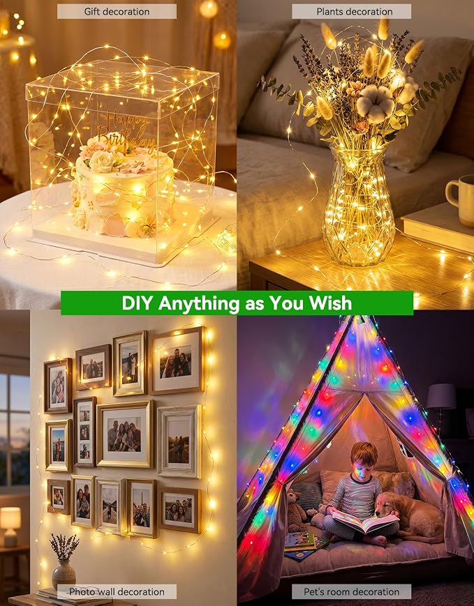 66FT Color Changing LED Fairy Lights Plug in with Remote - 200LED 35 Colors Waterproof Silver Wire Christmas String Lights Outdoor & Indoor for Party Trees Yard Decorations