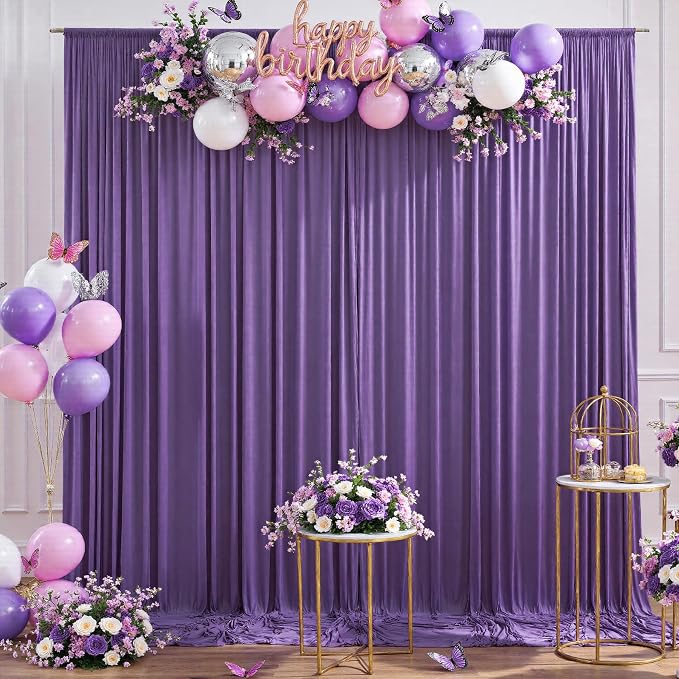 Wrinkle Free Purple Backdrop Curtains for Parties, Purple Photo Curtains Backdrop Drapes 2 Panels Back Drop Cloth Draping for Wedding Birthday Photography Background Decor,10ftx10ft